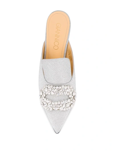 Shop Giannico Daphne Stiletto Mules In Silver