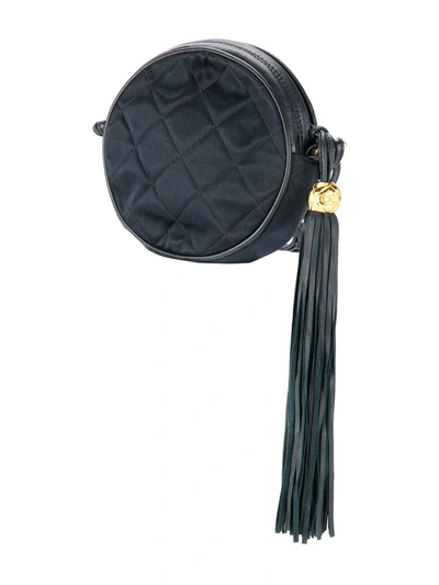 Pre-owned Chanel 1989-1991 Cc Fringe Shoulder Bag In Black