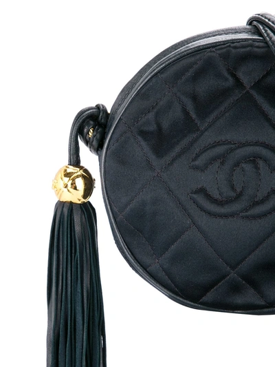 Pre-owned Chanel 1989-1991 Cc Fringe Shoulder Bag In Black