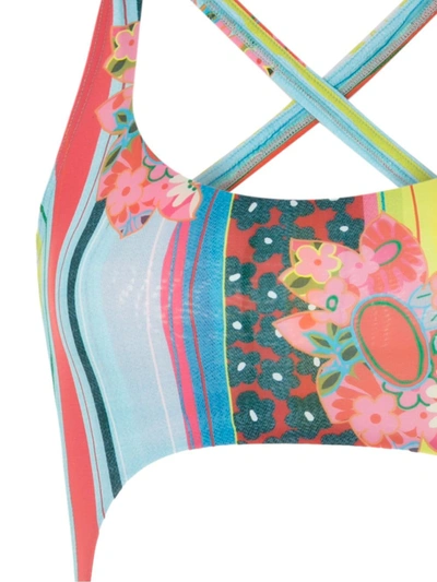 Shop Amir Slama Maio Crisscross Swimsuit In Multicolour