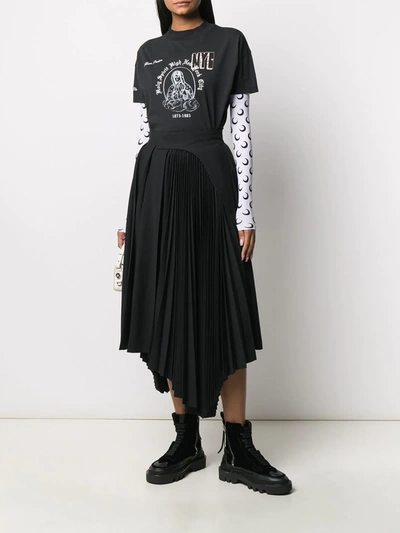 Shop Ambush Asymmetric Pleated Skirt In Black