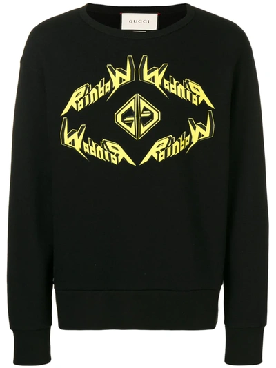 Shop Gucci Rainbow Graphic Logo Sweatshirt In Black