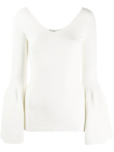 Shop Stella Mccartney Bell Sleeve Knitted Top In White