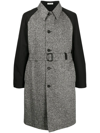 Shop Alexander Mcqueen Contrast-sleeve Single-breasted Coat In Grey