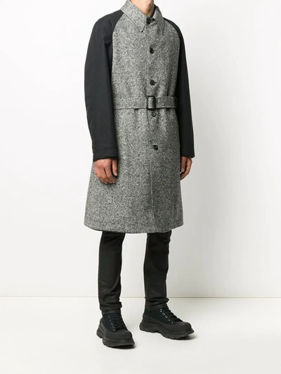 Shop Alexander Mcqueen Contrast-sleeve Single-breasted Coat In Grey