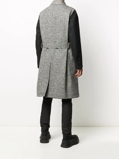 Shop Alexander Mcqueen Contrast-sleeve Single-breasted Coat In Grey