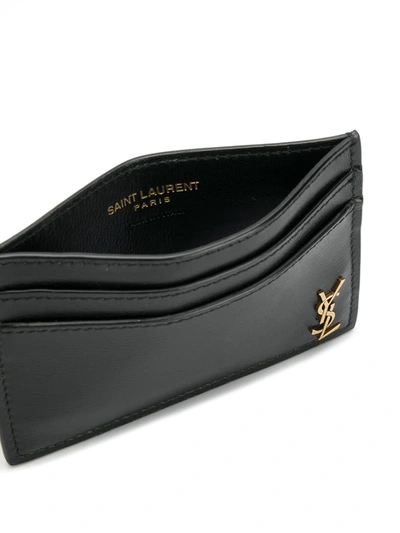 Shop Saint Laurent Cassandre-logo Leather Cardholder In Black