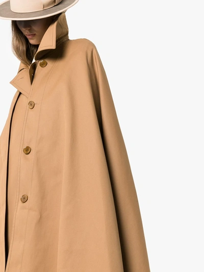 Shop Lemaire Cape Belted Trench Coat In Brown