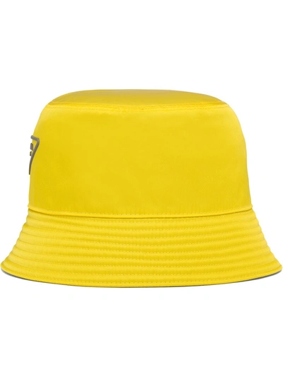 Shop Prada Logo-patch Bucket Hat In Yellow