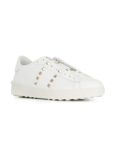 Shop Valentino Rockstud Untitled Leather Sneakers In White