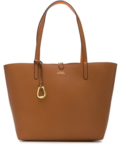 Shop Lauren Ralph Lauren Reversible Logo Tote Bag In Brown