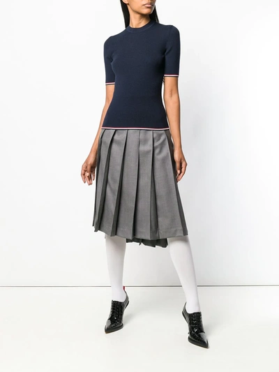 Shop Thom Browne Fitted Knitted Top In Blue