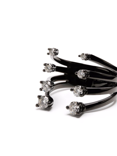 Delfina Delettrez 18kt Gold Dots Diamond Open Ring In Black