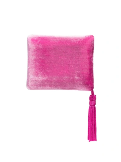 Shop Sophie Bille Brahe Tassel-trimmed Velvet Case In Pink