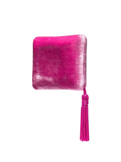 Shop Sophie Bille Brahe Tassel-trimmed Velvet Case In Pink