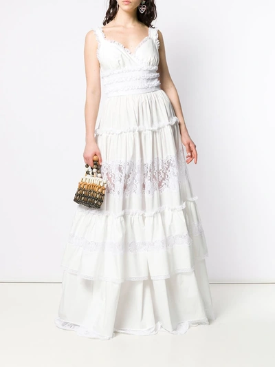 Shop Dolce & Gabbana Long Ruffled Dress In White