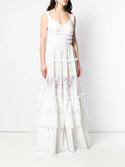 Shop Dolce & Gabbana Long Ruffled Dress In White