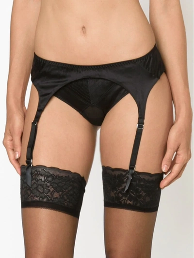 Fleur Du Mal Topstitch Garter Belt In Black