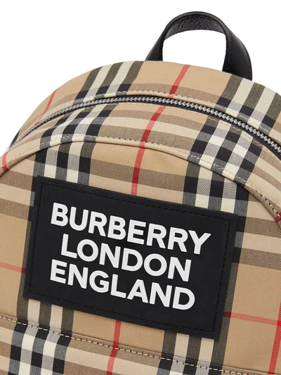 Shop Burberry Vintage Check Logo-appliqué Backpack In Brown