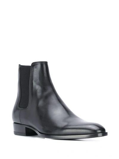 Shop Saint Laurent Wyatt Leather Chelsea Boots In Black