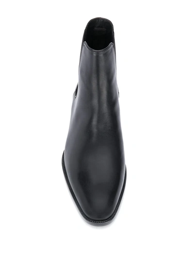 Saint Laurent Leather Wyatt Chelsea Boots In Black