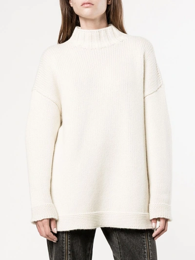Shop Alexander Mcqueen Chunky Turtle Neck Knit In White