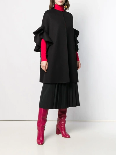 VALENTINO RUFFLE TRIM CAPE - 黑色