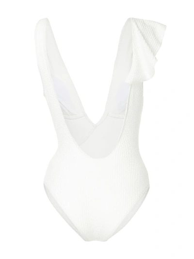 Shop Duskii Bella Ruffled Swimsuit In White