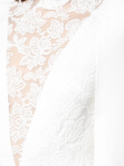 Shop Tadashi Shoji Lace-panelled Cape Jumpsuit In White