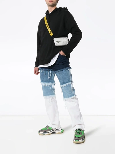 Duo Distressed Patchwork Jeans In Blue