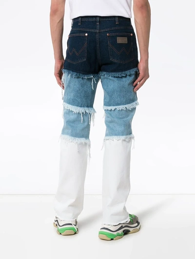 Duo Distressed Patchwork Jeans In Blue