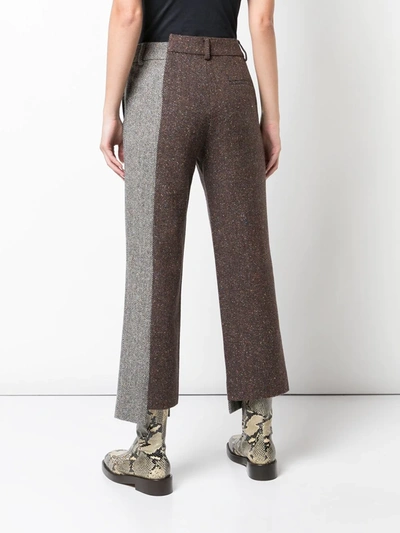 Shop Monse Two-tone Herringbone Slim-fit Trousers In Grey