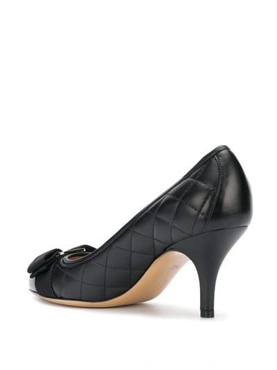 Shop Ferragamo Quilted Bow Pumps In Black