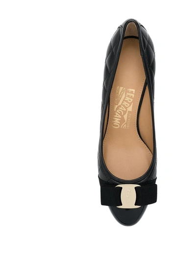 Shop Ferragamo Quilted Bow Pumps In Black