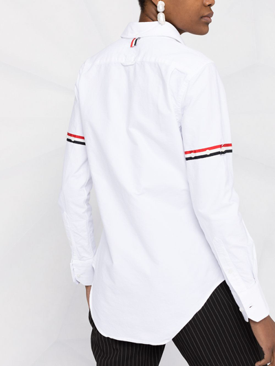 Shop Thom Browne Rwb Tri-stripe Armband Shirt In Weiss