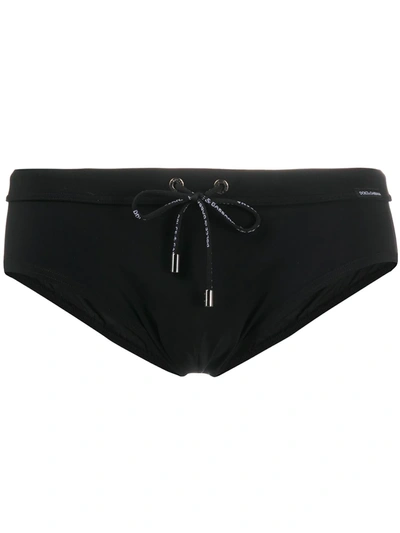 Shop Dolce & Gabbana Drawstring Swimming Trunks In Black