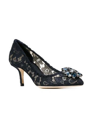 Dolce & Gabbana Woman Pumps Midnight Blue Size 4 Viscose, Cotton, Polyamide, Silk In Blue