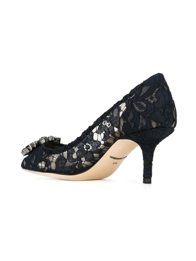 Dolce & Gabbana Woman Pumps Midnight Blue Size 4 Viscose, Cotton, Polyamide, Silk In Blue