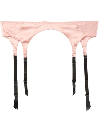 Shop Fleur Du Mal Satin Garter Belt In Nude & Neutrals