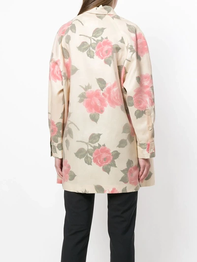 Shop Maison Margiela Rose Print Longline Shirt In Multicolour