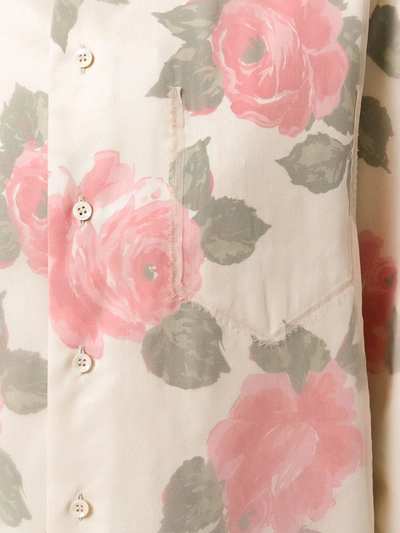 Shop Maison Margiela Rose Print Longline Shirt In Multicolour