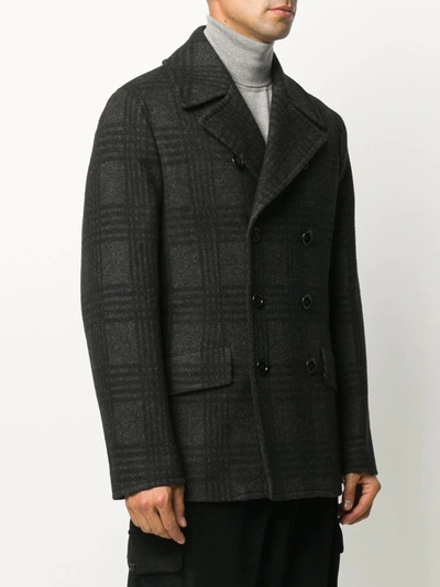 Shop Dolce & Gabbana Plaid-pattern Double-breasted Jacket In Black