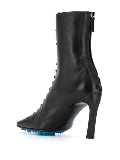 Shop Off-white Lace-up 105mm Leather Ankle Boots In Black