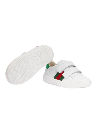 Shop Gucci Web-detailing Leather Sneakers In White