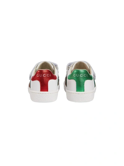 Gucci Web-detailing Leather Sneakers In White