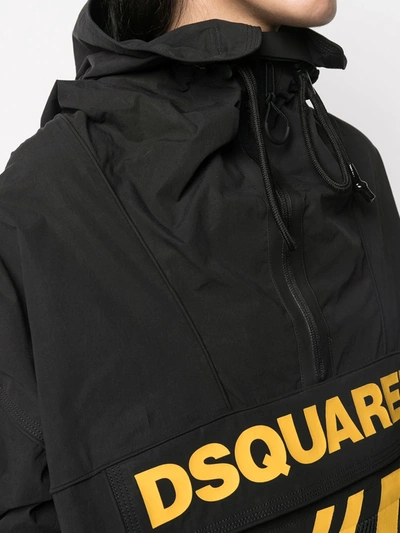 Shop Dsquared2 Sealed Hooded Windbreak In Black