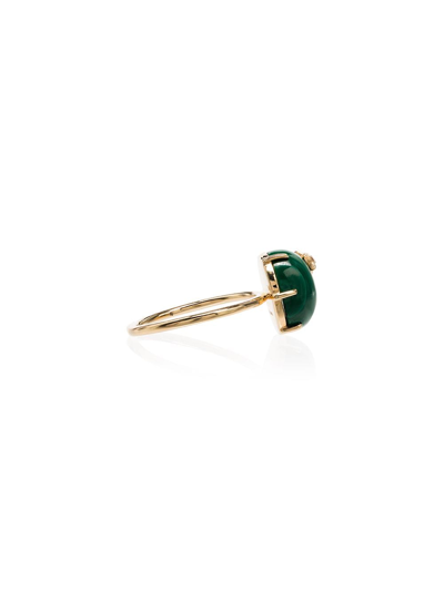 Shop Andrea Fohrman 18kt Yellow Gold Malachite Galaxy Diamond Ring In Yellow Gold/green