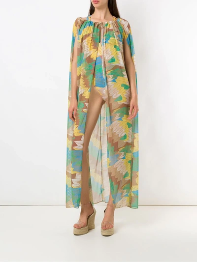 Shop Amir Slama Sheer Cape Dress In Multicolour