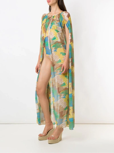 Shop Amir Slama Sheer Cape Dress In Multicolour