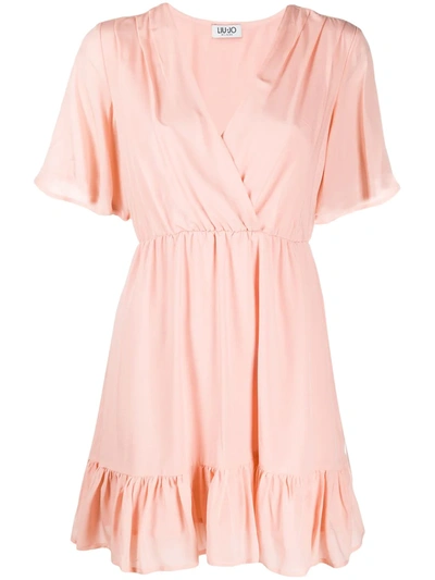 Shop Liu •jo Wrap Front Gathered Detail Dress In Pink